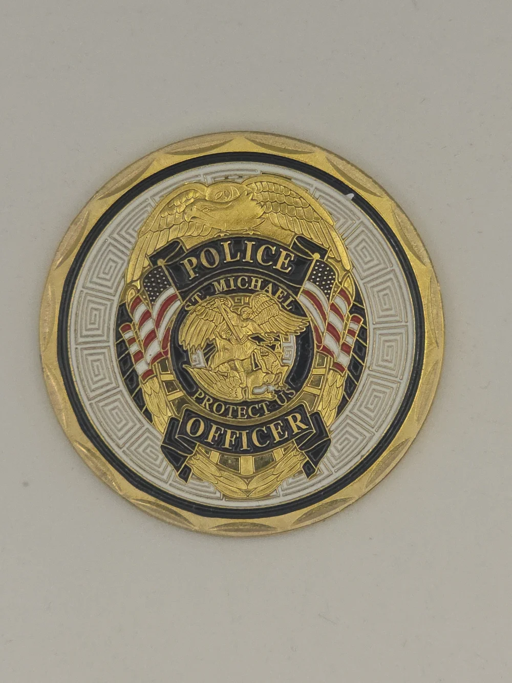 Police St. Michael Commemorative Coin - Gold and Black